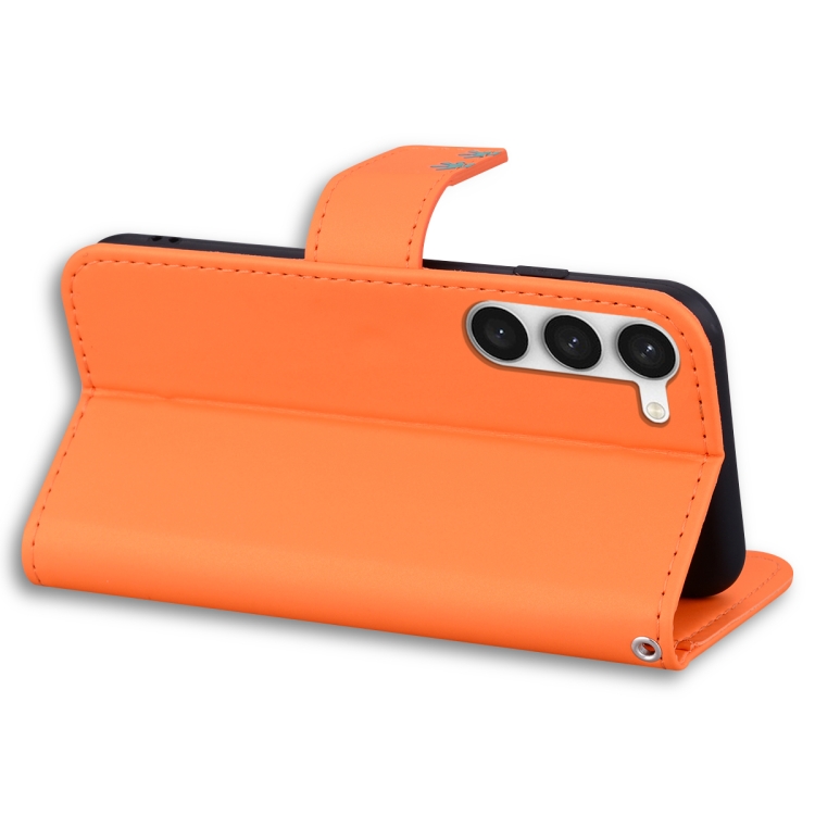 For Samsung Galaxy S23+ 5G Cartoon Buckle Horizontal Flip Leather Phone Case(Orange)