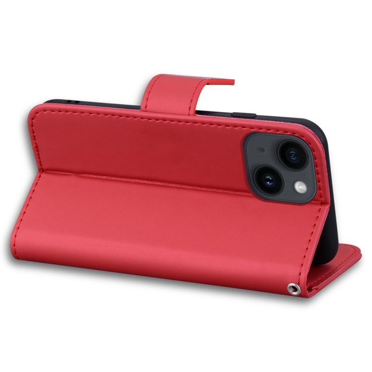 For iPhone 15 Cartoon Buckle Horizontal Flip Leather Phone Case(Red) For iPhone 15 Cartoon Buckle Horizontal Flip Leather Phone Case(Red)