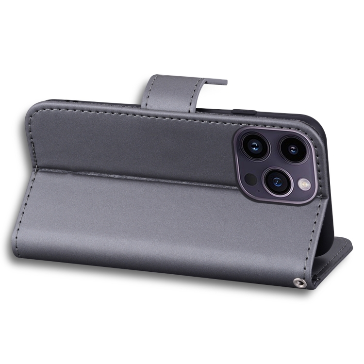 For iPhone 15 Pro Cartoon Buckle Horizontal Flip Leather Phone Case(Grey) For iPhone 15 Pro Cartoon Buckle Horizontal Flip Leather Phone Case(Grey)