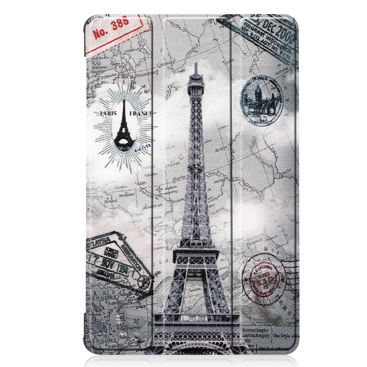For Huawei MatePad T8 Coloured Drawing Pattern Horizontal Flip Leather Case with Three-folding Holder(Retro Tower) - 1
