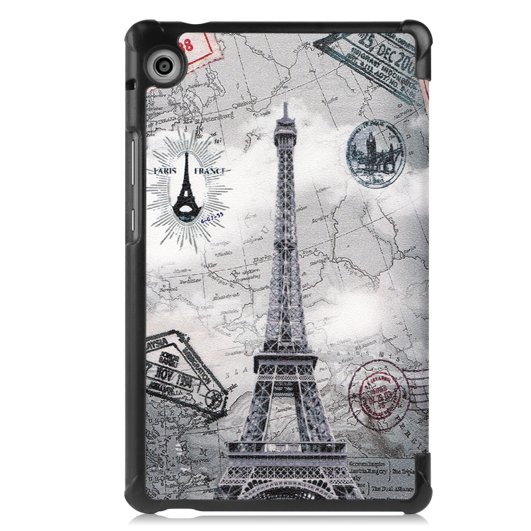 For Huawei MatePad T8 Coloured Drawing Pattern Horizontal Flip Leather Case with Three-folding Holder(Retro Tower) - 2