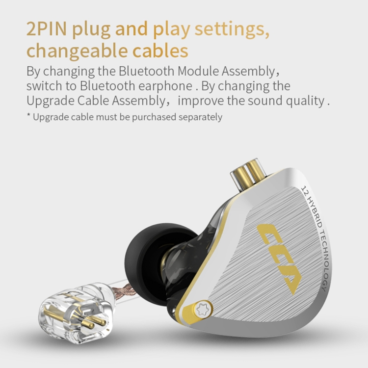 CCA CCA-C12 3.5mm Gold Plated Plug 12 Unit Hybrid Technology Wire-controlled In-ear Earphone, Type:without Mic(Gold) - 9