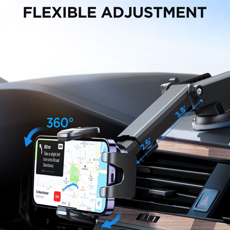 Support Magnétique Voiture En Alu – Ventouse Pour Tableau De Bord, Universel