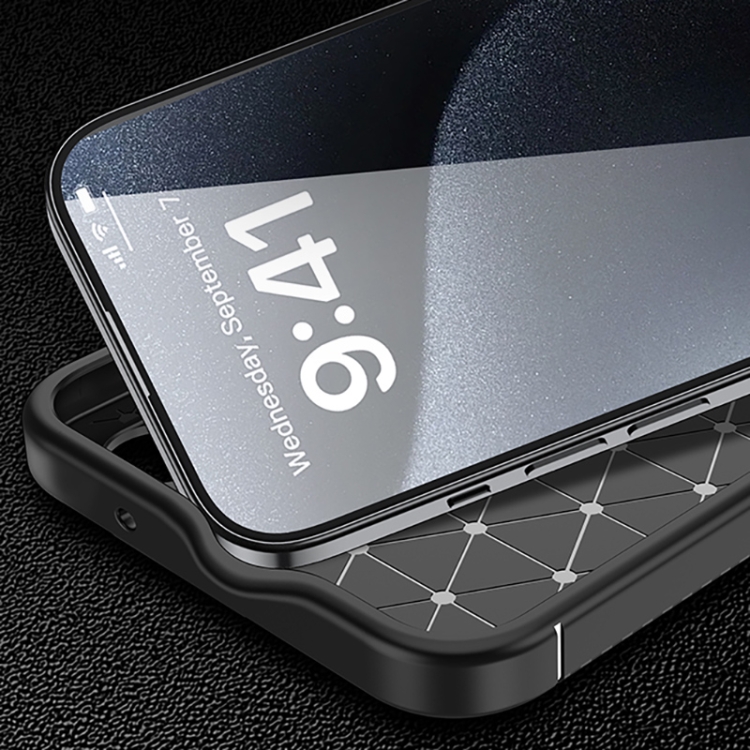 For iPhone 16 Plus Carbon Fiber Texture Shockproof TPU Phone Case(Black) For iPhone 16 Plus Carbon Fiber Texture Shockproof TPU Phone Case(Black)