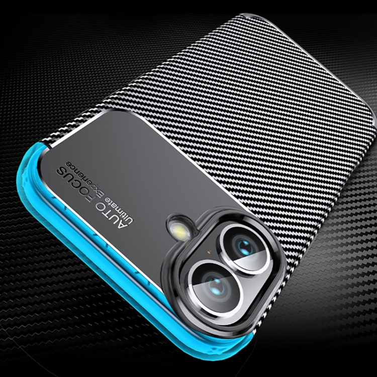 For iPhone 16 Plus Carbon Fiber Texture Shockproof TPU Phone Case(Black) For iPhone 16 Plus Carbon Fiber Texture Shockproof TPU Phone Case(Black)