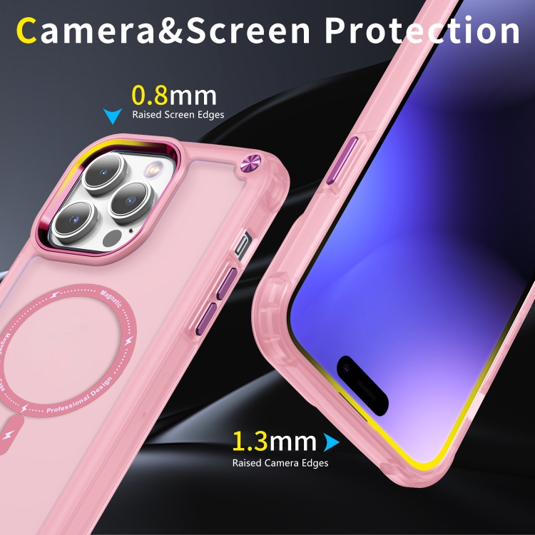 Para iPhone 13 Skin Feel TPU + PC MagSafe Funda magnética para teléfono  (rosa transparente)