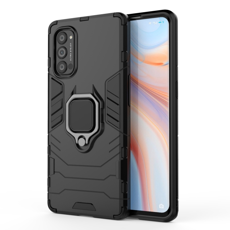 For OPPO Reno4 Pro PC + TPU Anti-fall Protective Case with Ring Holder(Black) - 2