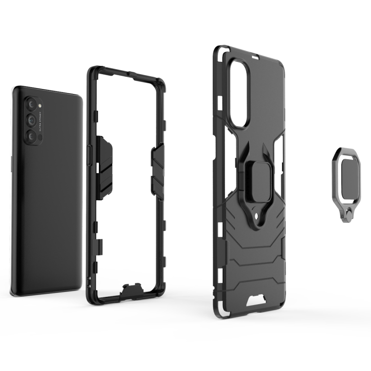 For OPPO Reno4 Pro PC + TPU Anti-fall Protective Case with Ring Holder(Black) - 4