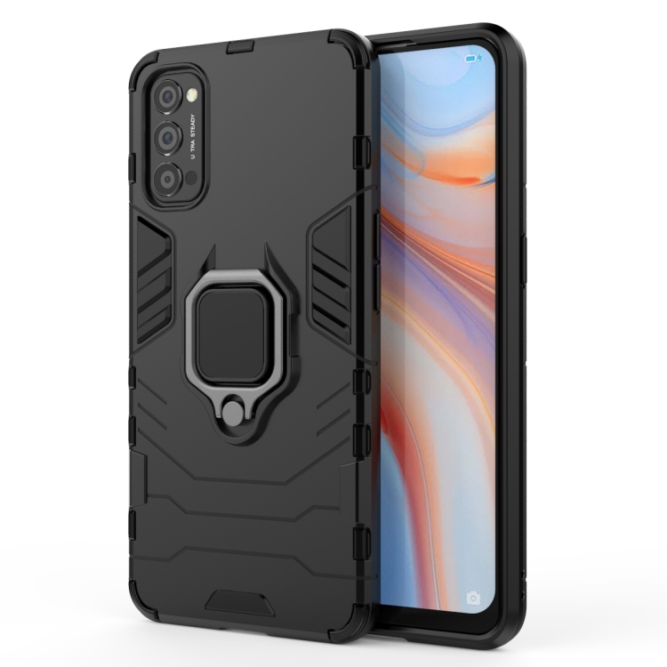 For OPPO Reno4 PC + TPU Anti-fall Protective Case with Ring Holder(Black) - 2