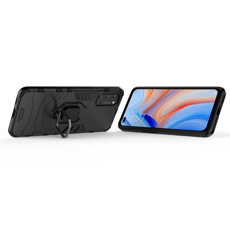 For OPPO Reno4 PC + TPU Anti-fall Protective Case with Ring Holder(Black) - 3