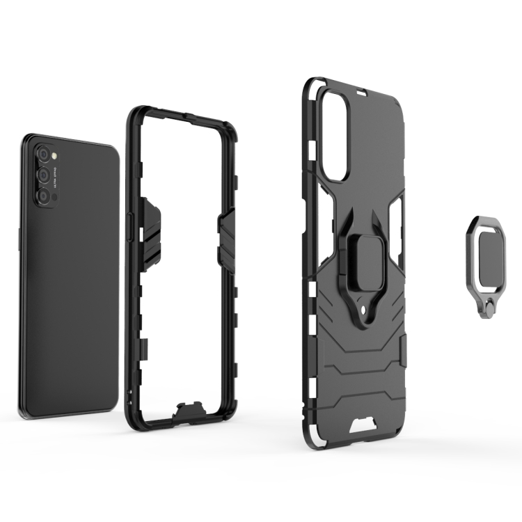 For OPPO Reno4 PC + TPU Anti-fall Protective Case with Ring Holder(Black) - 4