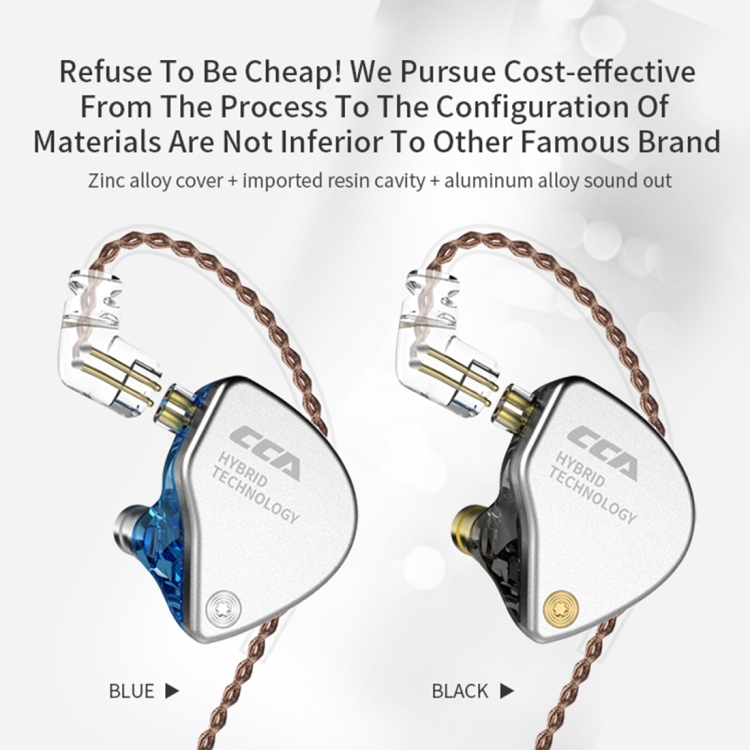 CCA CCA-CA4 3.5mm Gold Plated Plug Hybrid Technology Wire-controlled In-ear Earphone, Type:without Mic(Black) CCA CCA-CA4 3.5mm Gold Plated Plug Hybrid Technology Wire-controlled In-ear Earphone, Type:without Mic(Black)
