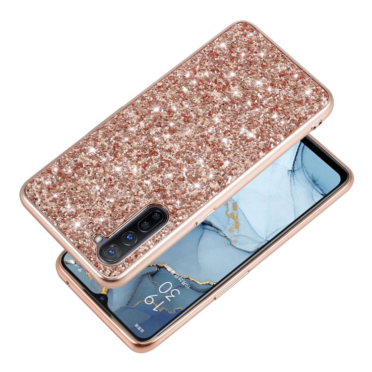 For OPPO Reno3 Glitter Powder Shockproof TPU Protective Case(Rose Gold) - 1