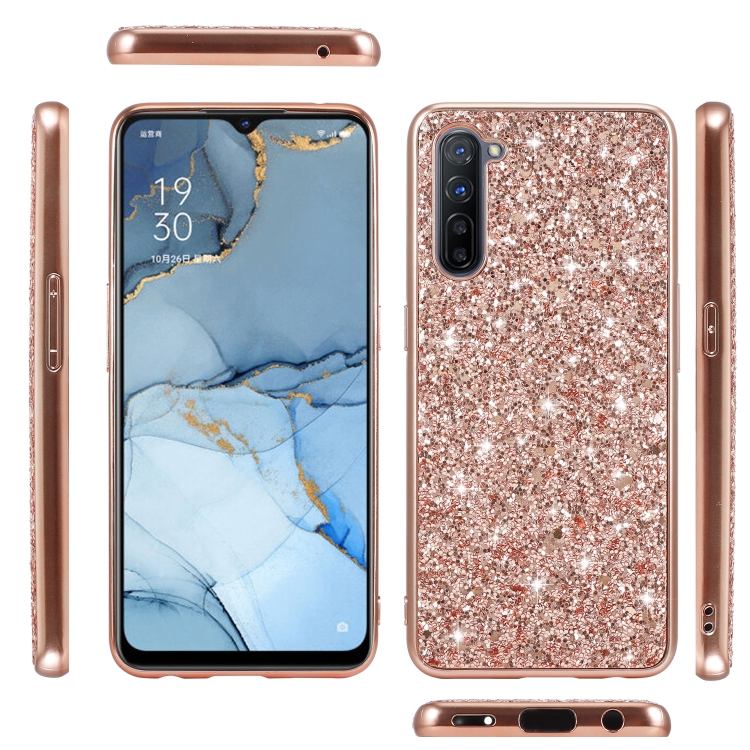 For OPPO Reno3 Glitter Powder Shockproof TPU Protective Case(Rose Gold) - 5
