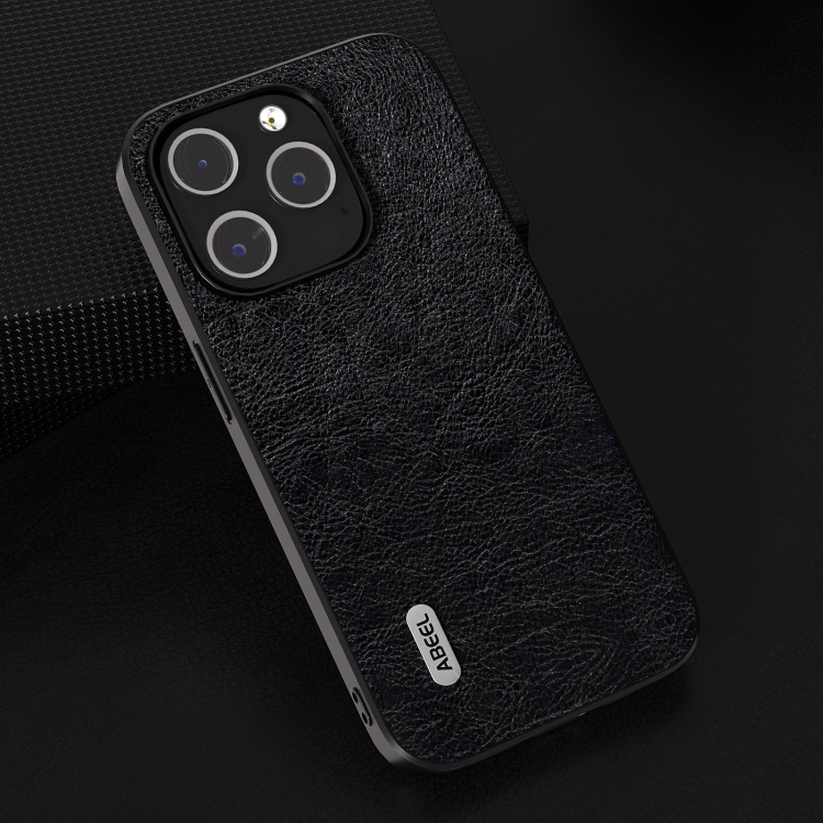 For iPhone 14 Pro ABEEL Retro Litchi Texture PU Phone Case(Black) For iPhone 14 Pro ABEEL Retro Litchi Texture PU Phone Case(Black)