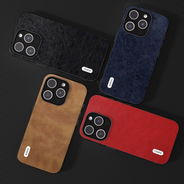 For iPhone 14 Pro ABEEL Retro Litchi Texture PU Phone Case(Black) For iPhone 14 Pro ABEEL Retro Litchi Texture PU Phone Case(Black)