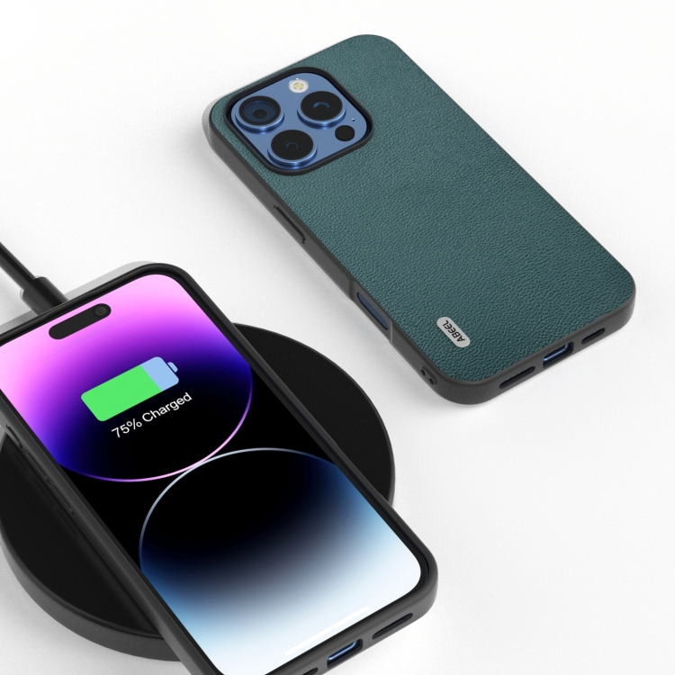 For iPhone 16 Pro ABEEL Genuine Leather Luolai Series Phone Case(Dark Green) For iPhone 16 Pro ABEEL Genuine Leather Luolai Series Phone Case(Dark Green)