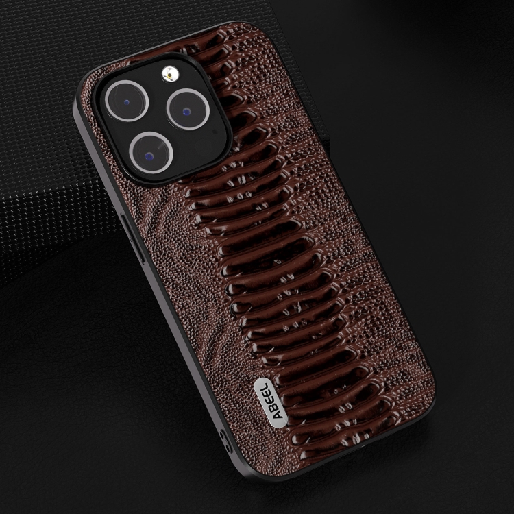 For iPhone 14 Plus ABEEL Genuine Leather Weilai Series Phone Case(Coffee) For iPhone 14 Plus ABEEL Genuine Leather Weilai Series Phone Case(Coffee)