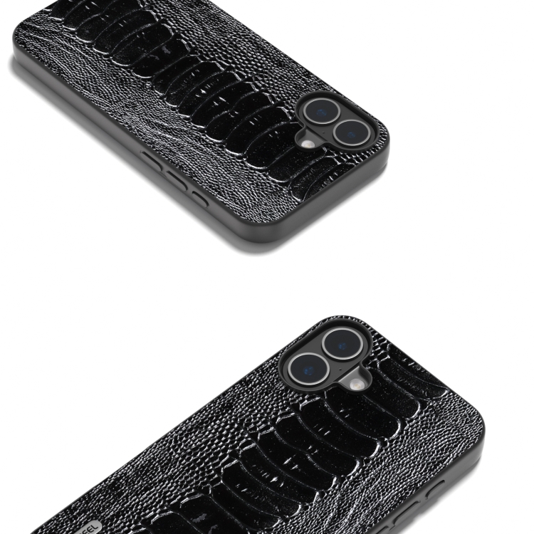 For iPhone 16 ABEEL Genuine Leather Weilai Series Phone Case(Black) For iPhone 16 ABEEL Genuine Leather Weilai Series Phone Case(Black)