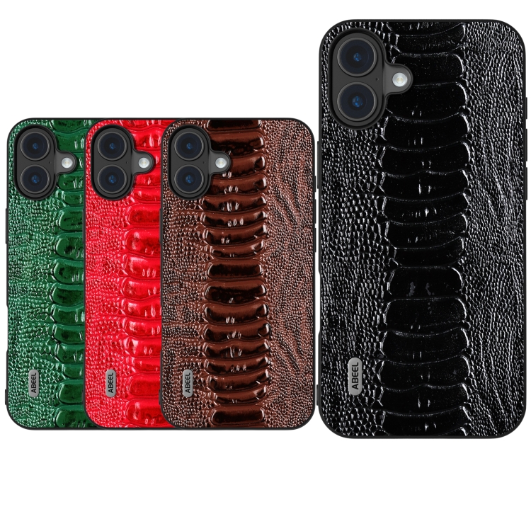 For iPhone 16 ABEEL Genuine Leather Weilai Series Phone Case(Black) For iPhone 16 ABEEL Genuine Leather Weilai Series Phone Case(Black)