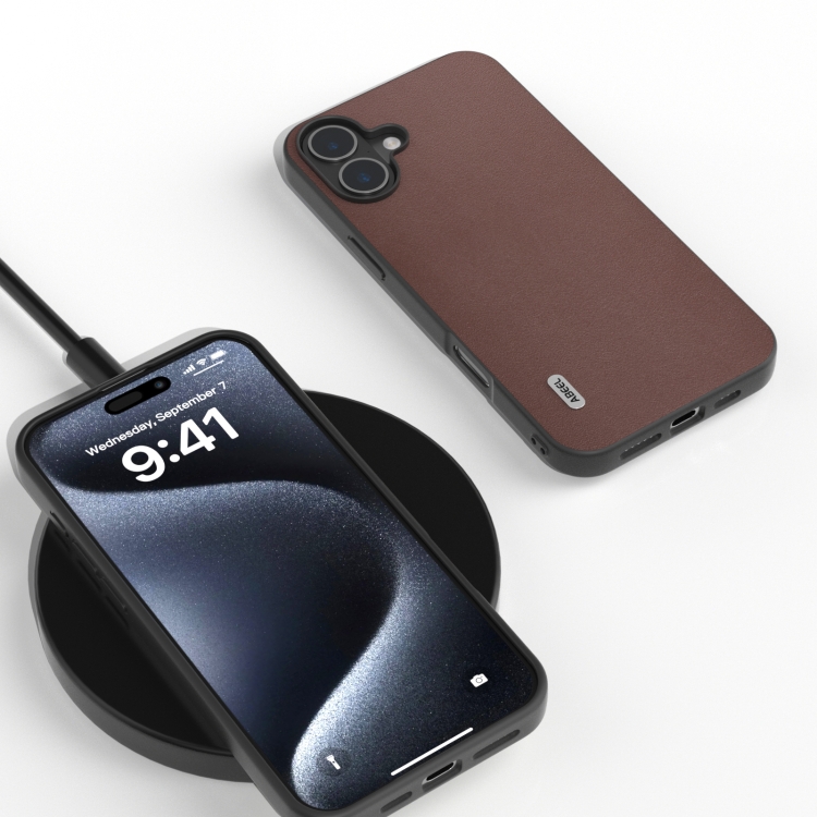 For iPhone 16 ABEEL Genuine Leather Xiaoya Series Phone Case(Coffee) For iPhone 16 ABEEL Genuine Leather Xiaoya Series Phone Case(Coffee)