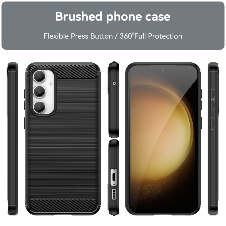 For Samsung Galaxy S23 FE Brushed Texture Carbon Fiber TPU Phone Case(Black) For Samsung Galaxy S23 FE Brushed Texture Carbon Fiber TPU Phone Case(Black)