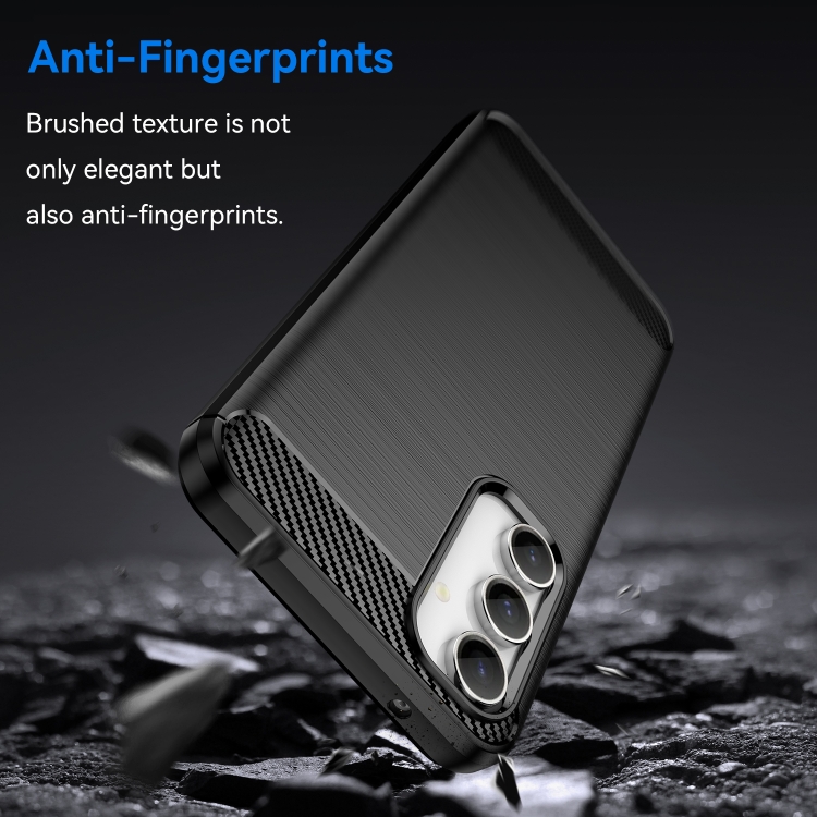 For Samsung Galaxy S23 FE Brushed Texture Carbon Fiber TPU Phone Case(Black) For Samsung Galaxy S23 FE Brushed Texture Carbon Fiber TPU Phone Case(Black)