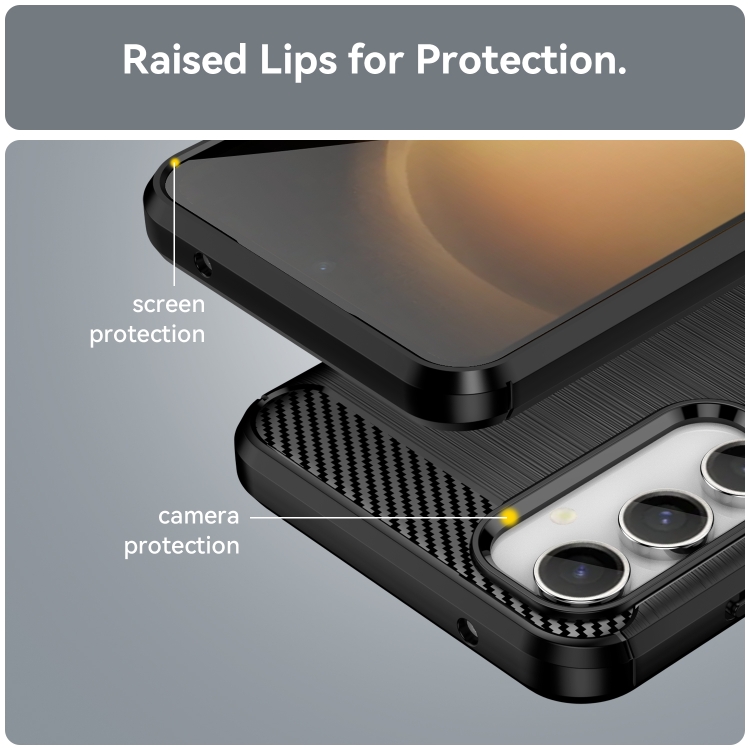 For Samsung Galaxy S23 FE Brushed Texture Carbon Fiber TPU Phone Case(Black) For Samsung Galaxy S23 FE Brushed Texture Carbon Fiber TPU Phone Case(Black)