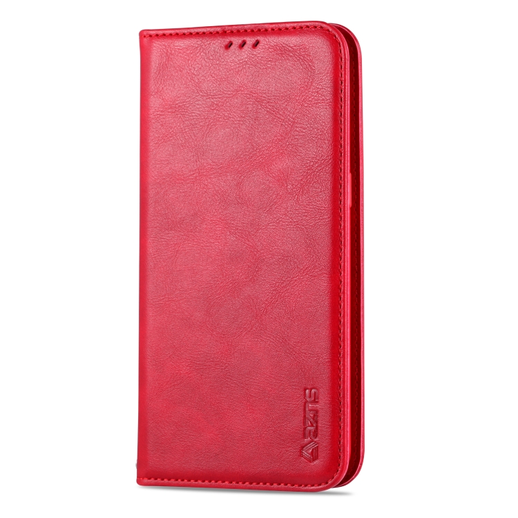 For Samsung Galaxy A20s AZNS Retro Texture Magnetic Horizontal Flip PU Leather Case with Holder & Card Slots & Photo Frame(Red) - 1