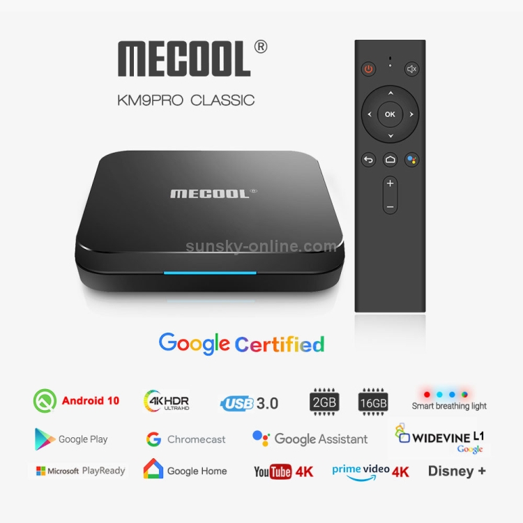 MECOOL KM9 PRO 4K ULTRA HD SMART Smart Android 10.0 AMLOGIC S905X2 TV Caja de TV con control remoto, 2 GB + 16GB, Tarjeta WiFi / HDMI / TF de soporte / USBX2, - 3