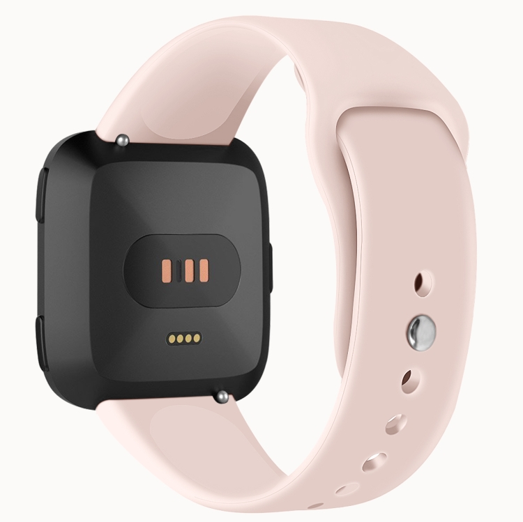 For Fitbit Versa 2 / Fitbit Versa / Fitbit Versa Lite Solid Color Silicone Replacement Strap Watchband, Size:L(Sand Pink) - 1