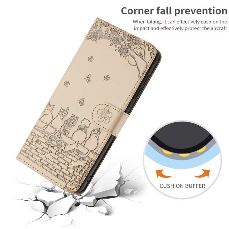 For iPhone 16 Pro Cat Embossing Pattern Leather Phone Case with Lanyard(Beige) For iPhone 16 Pro Cat Embossing Pattern Leather Phone Case with Lanyard(Beige)
