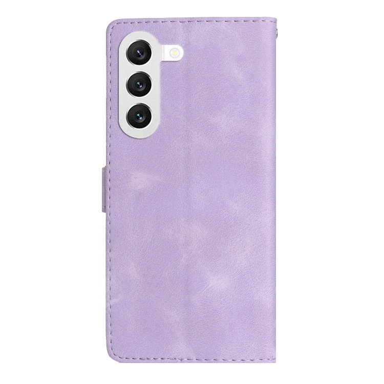 For Samsung Galaxy S23+ 5G Flower Butterfly Embossing Pattern Leather Phone Case(Purple)