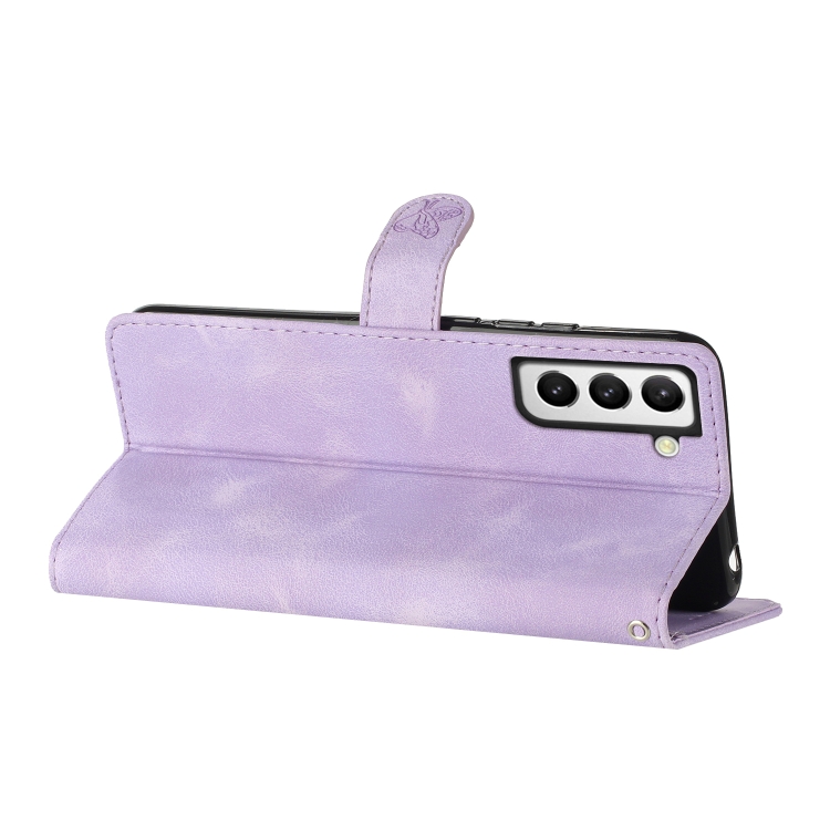 For Samsung Galaxy S22+ 5G Flower Butterfly Embossing Pattern Leather Phone Case(Purple) For Samsung Galaxy S22+ 5G Flower Butterfly Embossing Pattern Leather Phone Case(Purple)