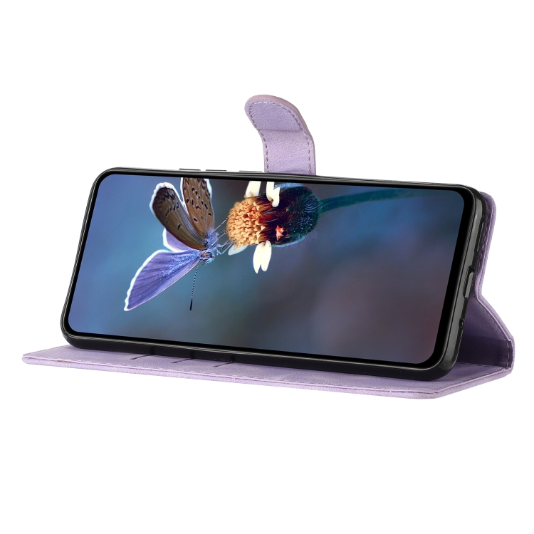For Samsung Galaxy S22+ 5G Flower Butterfly Embossing Pattern Leather Phone Case(Purple) For Samsung Galaxy S22+ 5G Flower Butterfly Embossing Pattern Leather Phone Case(Purple)