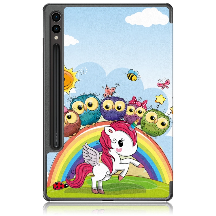 Para Samsung Galaxy Tab S9+ Estuche para tableta de cuero inteligente con soporte de 3 pliegues pintado Custer (caballo blanco pequeño) - 2