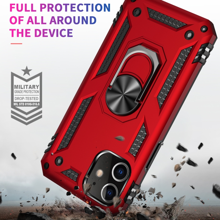 For iPhone 12 mini Shockproof TPU + PC Protective Case with 360 Degree Rotating Holder(Gold) - 5