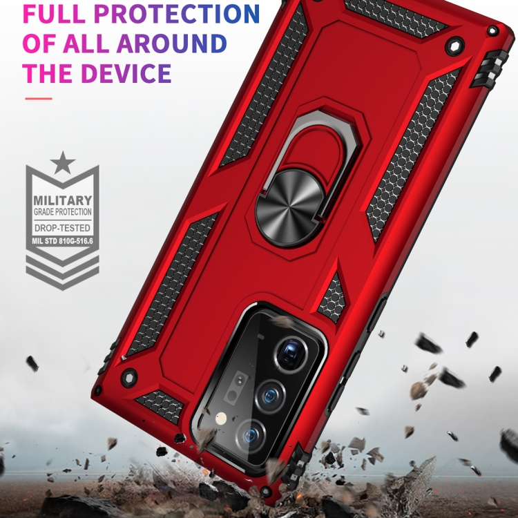For Samsung Galaxy Note 20 5G Shockproof TPU + PC Protective Case with 360 Degree Rotating Holder(Dark Green) - 5