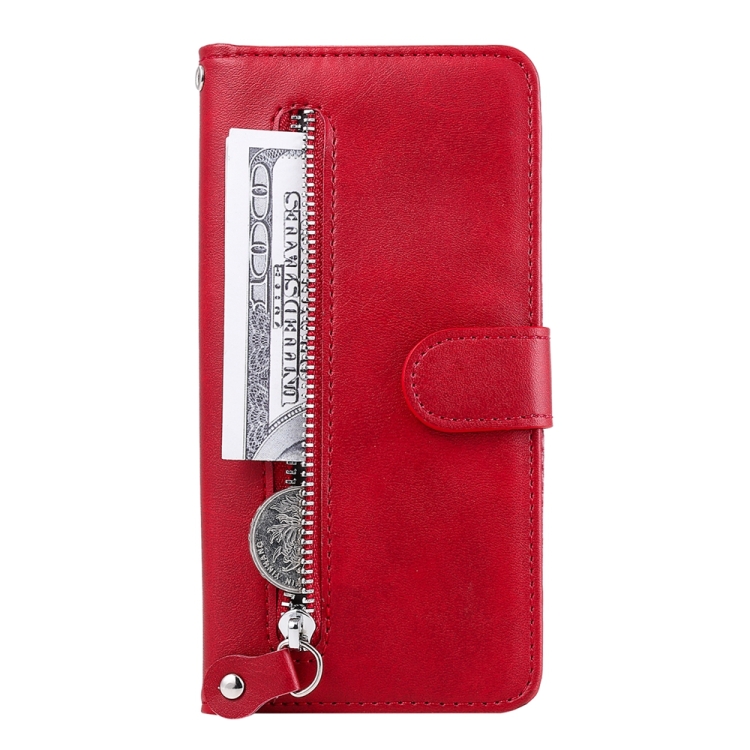 For iPhone 16 Plus Fashion Calf Texture Zipper Leather Phone Case(Red) For iPhone 16 Plus Fashion Calf Texture Zipper Leather Phone Case(Red)