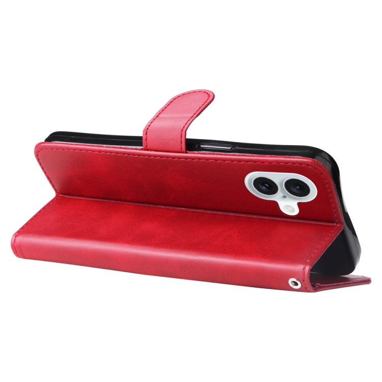For iPhone 16 Plus Fashion Calf Texture Zipper Leather Phone Case(Red) For iPhone 16 Plus Fashion Calf Texture Zipper Leather Phone Case(Red)
