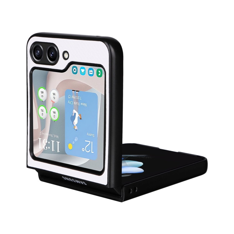 For Samsung Galaxy Z Flip5 5G PU Leather PC Phone Case(White)