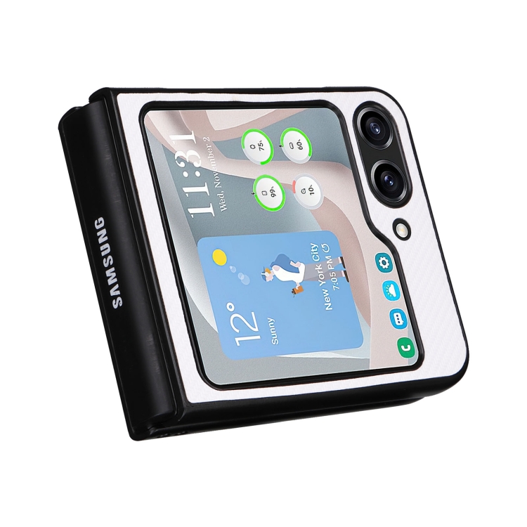 For Samsung Galaxy Z Flip5 5G PU Leather PC Phone Case(White)