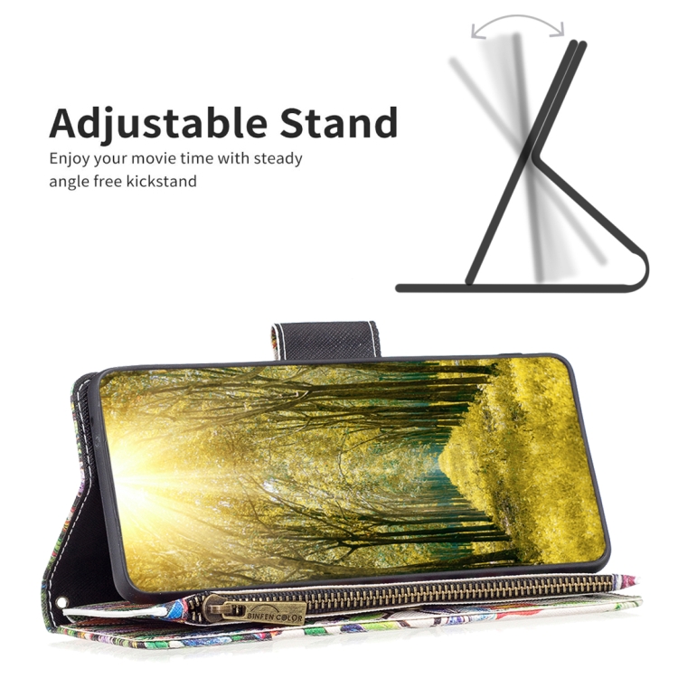 For iPhone 15 Pro Colored Drawing Pattern Zipper Phone Leather Case(Tree) For iPhone 15 Pro Colored Drawing Pattern Zipper Phone Leather Case(Tree)