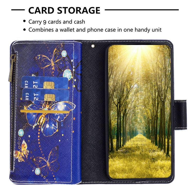 For iPhone 16 Colored Drawing Pattern Zipper Phone Leather Case(Purple Butterfly) For iPhone 16 Colored Drawing Pattern Zipper Phone Leather Case(Purple Butterfly)