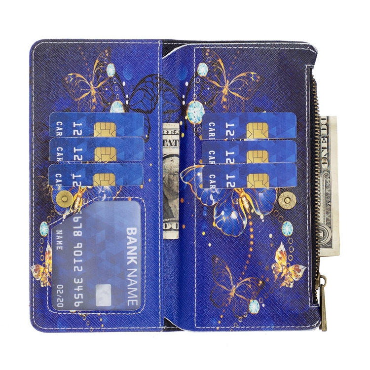 For iPhone 16 Colored Drawing Pattern Zipper Phone Leather Case(Purple Butterfly) For iPhone 16 Colored Drawing Pattern Zipper Phone Leather Case(Purple Butterfly)