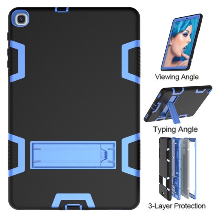 For Samsung Galaxy Tab A 10.1 (2019) T510 Shockproof PC + Silicone Protective Case，with Holder(Black Blue) - 3