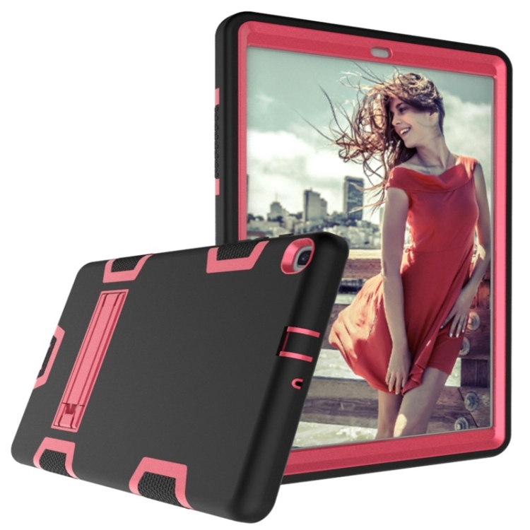 For Samsung Galaxy Tab A 10.1 (2019) T510 Shockproof PC + Silicone Protective Case，with Holder(Black Rose) - 2