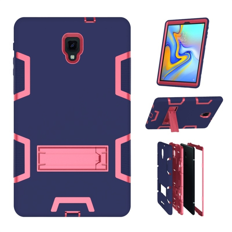 For Samsung Galaxy Tab A 10.5 T590 Shockproof PC + Silicone Protective Case，with Holder(Navy Blue Rose) - 3