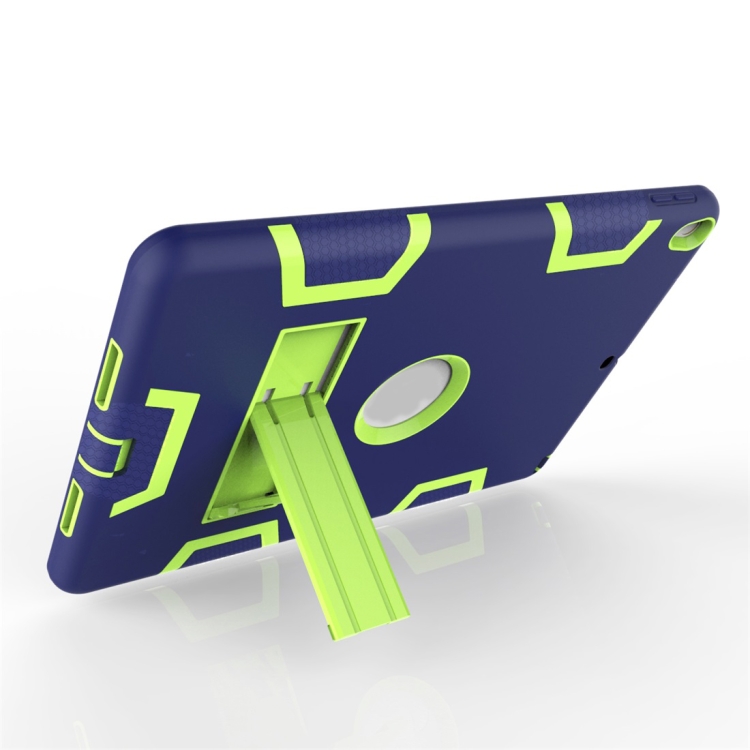 For iPad Pro 10.5 inch (2017) Shockproof PC + Silicone Protective Case，with Holder(Navy Blue Yellow Green) - 2