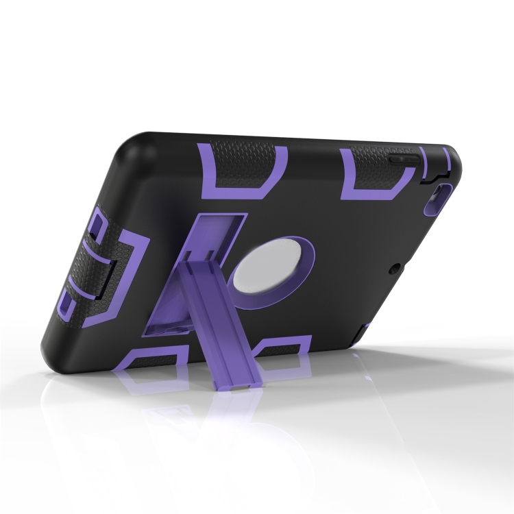 For iPad Mini 3 / 2 / 1 Shockproof PC + Silicone Protective Case，with Holder(Black Purple) - 3